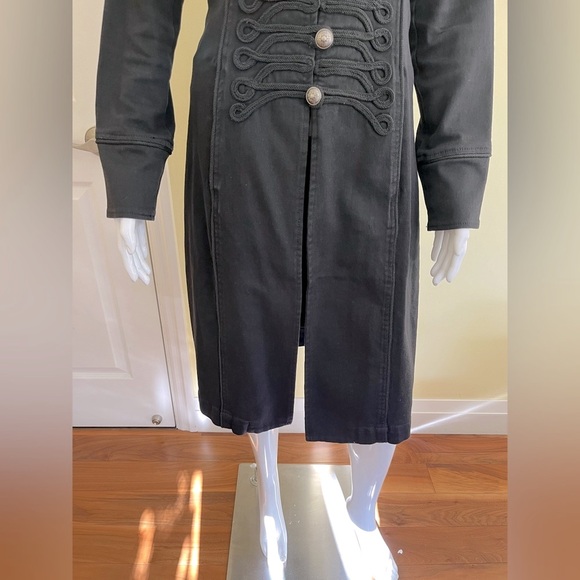 Tripp NYC Black denim jacket blazer long Military band coat cord embroidery US S - Picture 7 of 16